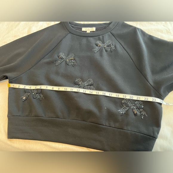 LOFT Black Crew Neck Sweater with Bow Accents - Picture 7 of 9